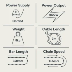 FPCS1800A 1800W 220-240V Corded 360mm Chainsaw -Gardens and Outdoor fpcs1800a 1800w 220 240v corded 360mm chainsaw3663602627401 01t EN bq