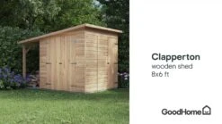 GoodHome Clapperton 8x6 Pent Dip Treated Shiplap Shed With Floor (Base Included) - Assembly Service Included -Gardens and Outdoor goodhome clapperton 8x6 pent dip treated shiplap shed with floor base included assembly service included5059340270173 KFG EN