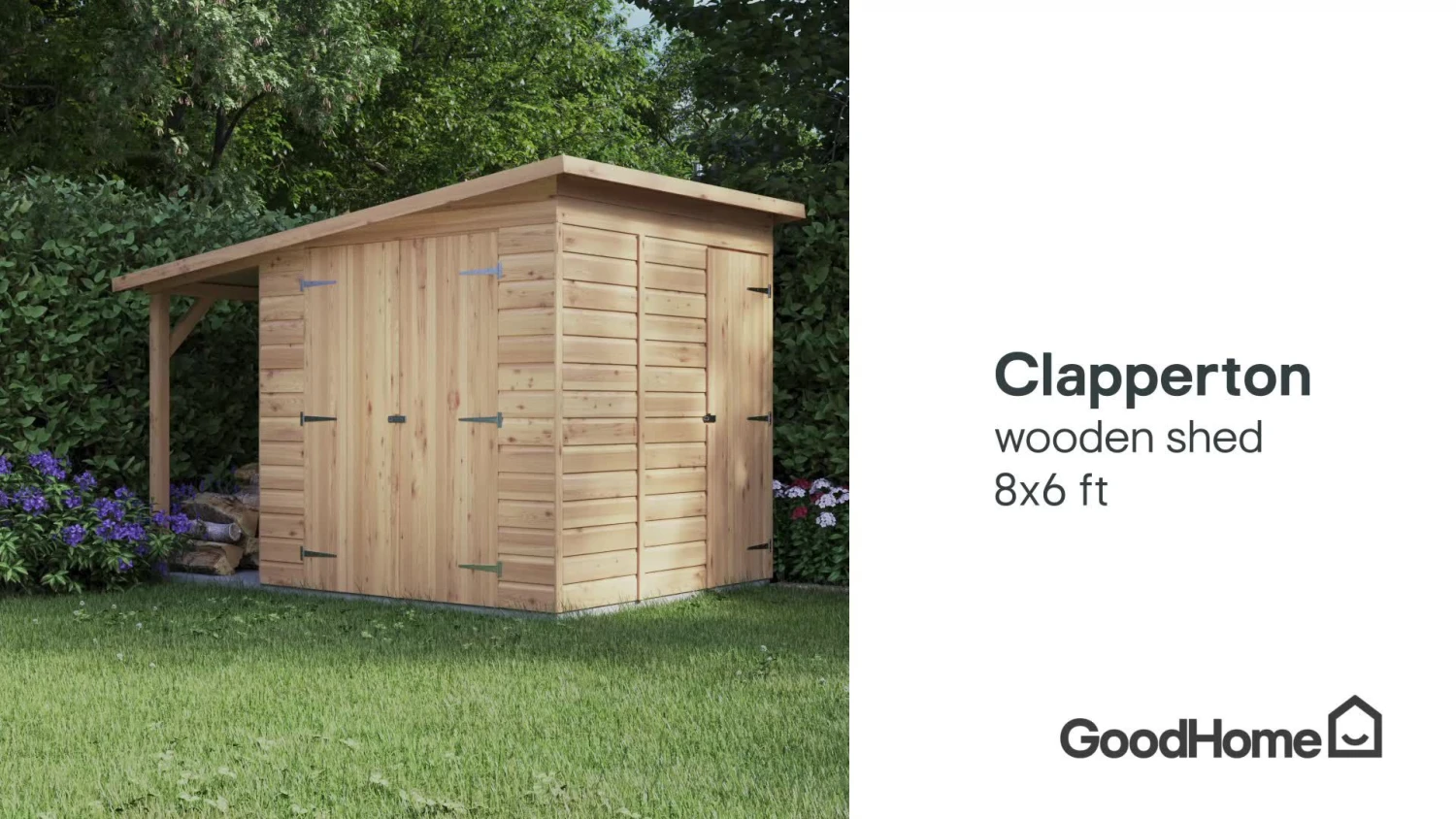 GoodHome Clapperton 8x6 Pent Dip Treated Shiplap Shed With Floor 4 GoodHome Clapperton 8x6 Pent Dip Treated Shiplap Shed With Floor - Image 2
