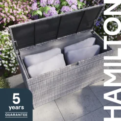 GoodHome Hamilton Steeple Grey Rattan Effect Storage Box (W) 125cm X (D) 55cm 29 GoodHome Hamilton Steeple Grey Rattan Effect Storage Box (W) 125cm X (D) 55cm -Gardens and Outdoor goodhome hamilton steeple grey rattan effect storage box w 125cm x d 55cm5059340677392 41i EN
