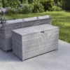GoodHome Hamilton Steeple Grey Rattan Effect Storage Box (W) 180cm X (D) 65cm -Gardens and Outdoor goodhome hamilton steeple grey rattan effect storage box w 180cm x d 65cm5059340677415 01i