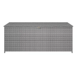 GoodHome Hamilton Steeple Grey Rattan Effect Storage Box (W) 180cm X (D) 65cm -Gardens and Outdoor goodhome hamilton steeple grey rattan effect storage box w 180cm x d 65cm5059340677415 02c
