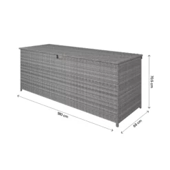 GoodHome Hamilton Steeple Grey Rattan Effect Storage Box (W) 180cm X (D) 65cm -Gardens and Outdoor goodhome hamilton steeple grey rattan effect storage box w 180cm x d 65cm5059340677415 02t
