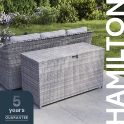 GoodHome Hamilton Steeple Grey Rattan Effect Storage Box (W) 180cm X (D) 65cm -Gardens and Outdoor goodhome hamilton steeple grey rattan effect storage box w 180cm x d 65cm5059340677415 41i EN