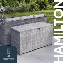 GoodHome Hamilton Steeple Grey Rattan Effect Storage Box (W) 180cm X (D) 65cm -Gardens and Outdoor goodhome hamilton steeple grey rattan effect storage box w 180cm x d 65cm5059340677415 41i PL