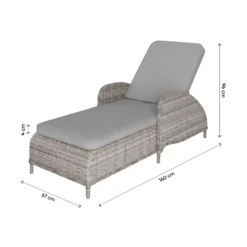 GoodHome Hamilton Steeple Grey Rattan Effect Sun Lounger -Gardens and Outdoor goodhome hamilton steeple grey rattan effect sun lounger5059340676159 02t