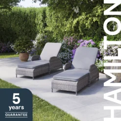 GoodHome Hamilton Steeple Grey Rattan Effect Sun Lounger -Gardens and Outdoor goodhome hamilton steeple grey rattan effect sun lounger5059340676159 41i EN