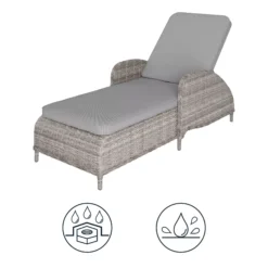 GoodHome Hamilton Steeple Grey Rattan Effect Sun Lounger -Gardens and Outdoor goodhome hamilton steeple grey rattan effect sun lounger5059340676159 71c