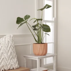 GoodHome Lummi Natural Terracotta Geometric Stripes Circular Plant Pot (Dia)20.5cm -Gardens and Outdoor goodhome lummi natural terracotta geometric stripes circular plant pot dia 20 5cm5059340327945 01i