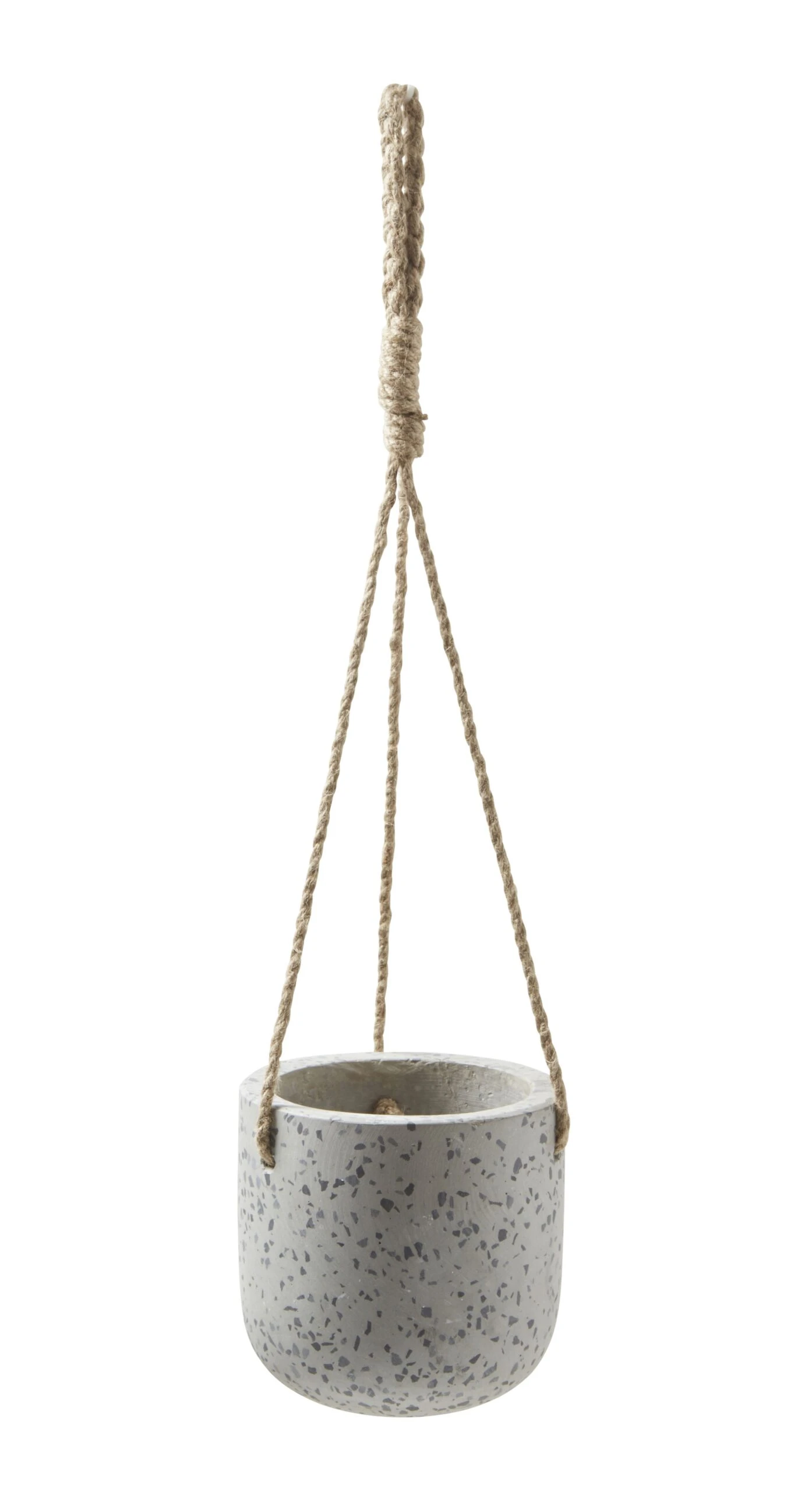 GoodHome Makah Grey Terrazzo Effect Cement Circular Hanging Pot (Dia)15cm 3 GoodHome Makah Grey Terrazzo Effect Cement Circular Hanging Pot (Dia)15cm