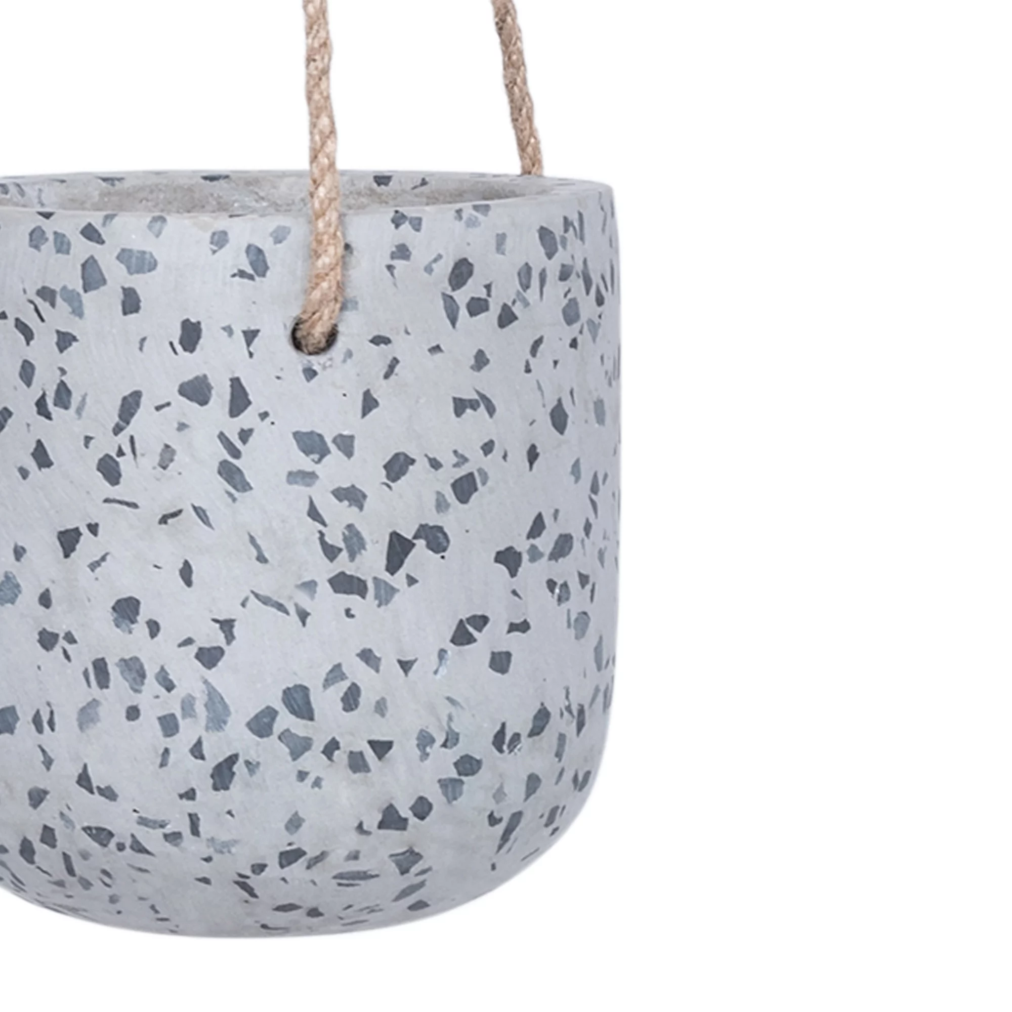 GoodHome Makah Grey Terrazzo Effect Cement Circular Hanging Pot (Dia)15cm 5 GoodHome Makah Grey Terrazzo Effect Cement Circular Hanging Pot (Dia)15cm - Image 3