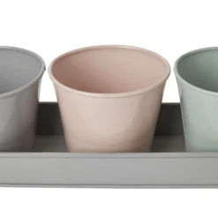 GoodHome Multicolour Metal Circular Plant Pot (Dia)11.3cm, Set -Gardens and Outdoor goodhome multicolour metal circular plant pot dia 11 3cm set3663602442523 36c bq