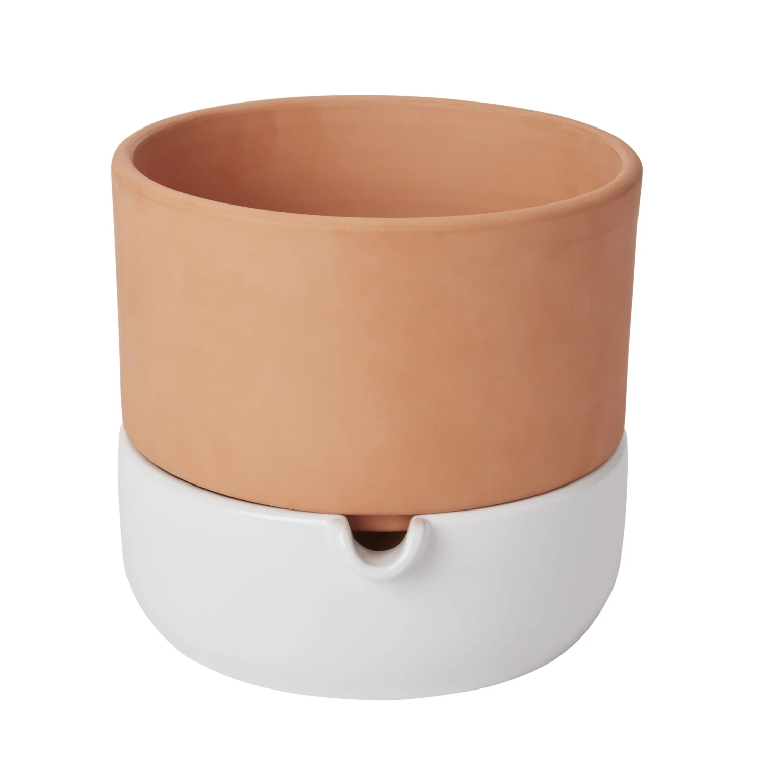 GoodHome Terracotta & White Terracotta Circular Plant Pot (Dia)22.8cm 3 GoodHome Terracotta & White Terracotta Circular Plant Pot (Dia)22.8cm