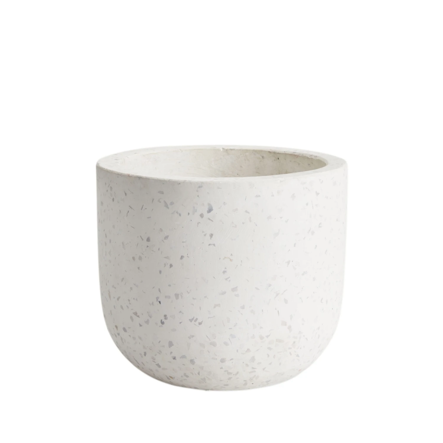 GoodHome White Speckled Circular Plant Pot (Dia)16.2cm 3 GoodHome White Speckled Circular Plant Pot (Dia)16.2cm