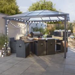 GoodHome Yallis Ebony Rectangular Gazebo, (W)3m (D)3.65m - Assembly Required 7 GoodHome Yallis Ebony Rectangular Gazebo, (W)3m (D)3.65m - Assembly Required -Gardens and Outdoor goodhome yallis ebony rectangular gazebo w 3m d 3 65m assembly required5059340666938 01i bq