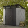 Keter Artisan 7x7 Ft Pent Tongue & Groove Grey Plastic Shed With Floor -Gardens and Outdoor keter artisan 7x7 ft pent tongue groove grey plastic shed with floor7290106933989 14i bq