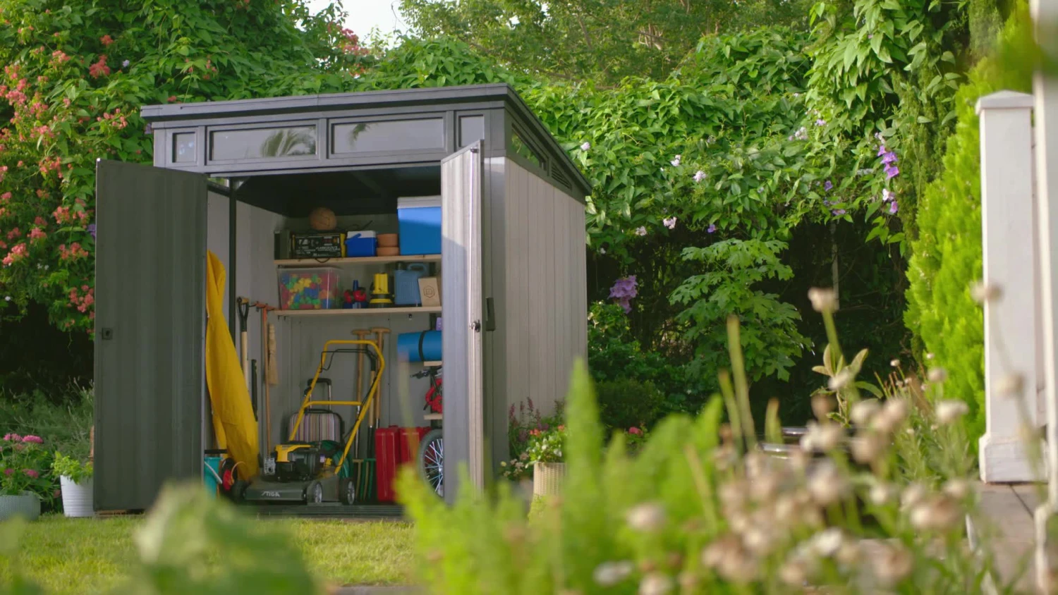 Keter Artisan 7x7 Ft Pent Tongue & Groove Grey Plastic Shed With Floor 4 Keter Artisan 7x7 Ft Pent Tongue & Groove Grey Plastic Shed With Floor - Image 2