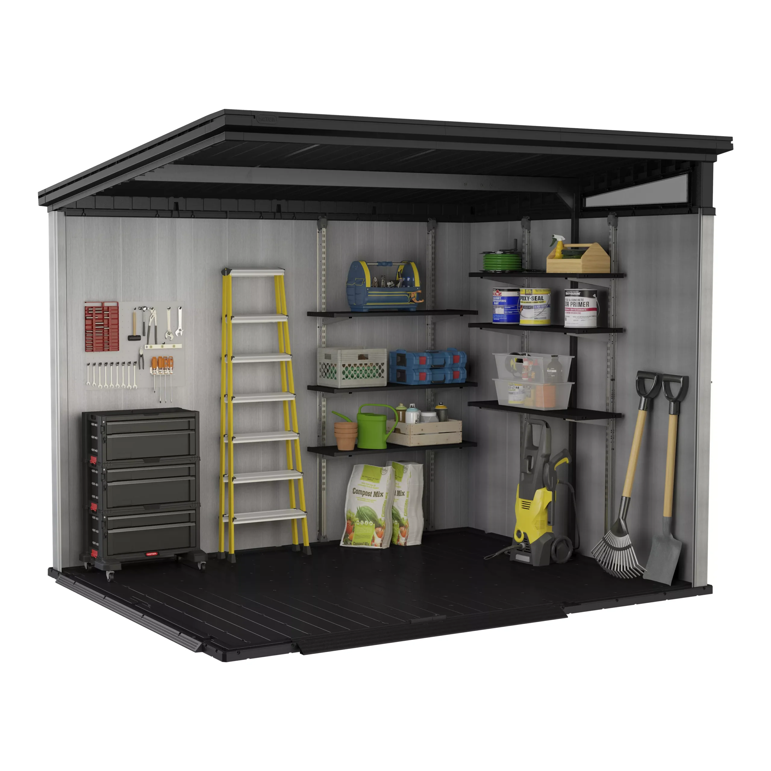 Keter Artisan 9x7 Ft Pent Tongue & Groove Grey Plastic Shed With Floor 15 Keter Artisan 9x7 Ft Pent Tongue & Groove Grey Plastic Shed With Floor - Image 13