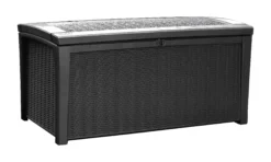 Keter Borneo Rattan Effect Plastic Garden Storage Box -Gardens and Outdoor keter borneo rattan effect plastic garden storage box7290103669065 01c bq