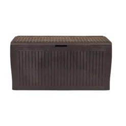 Keter Comfy Wood Effect Plastic Garden Storage Box 270L -Gardens and Outdoor keter comfy wood effect plastic garden storage box 270l7290106930179 03c