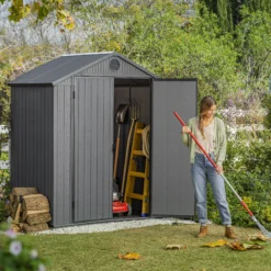 Keter Darwin 6x4 Grey Plastic Shed With Floor (Base Included) -Gardens and Outdoor keter darwin 6x4 grey plastic shed with floor base included 7290112634634 01i