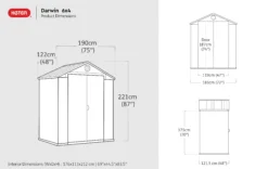 Keter Darwin 6x4 Grey Plastic Shed With Floor (Base Included) -Gardens and Outdoor keter darwin 6x4 grey plastic shed with floor base included 7290112634634 01t