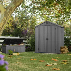 Keter Darwin 6x4 Grey Plastic Shed With Floor (Base Included) -Gardens and Outdoor keter darwin 6x4 grey plastic shed with floor base included 7290112634634 02i
