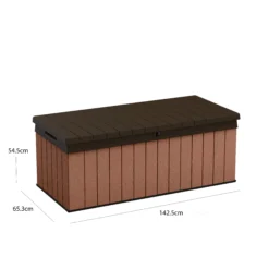 Keter Darwin Wood Effect 5x2 Garden Storage Bench Box 380L -Gardens and Outdoor keter darwin wood effect 5x2 garden storage bench box 380l7290112636225 01t bq