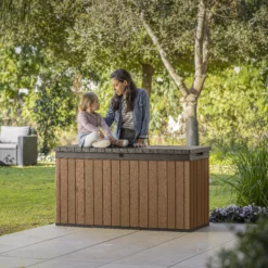Keter Darwin Wood Effect 5x2 Garden Storage Bench Box 570L -Gardens and Outdoor keter darwin wood effect 5x2 garden storage bench box 570l7290112636263 01i bq