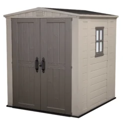 Keter Factor 6x6 Apex Beige Plastic Shed With Floor -Gardens and Outdoor keter factor 6x6 apex beige plastic shed with floor7290103664930 01bq