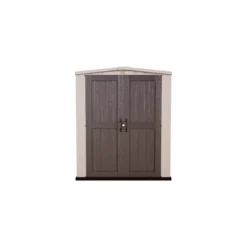 Keter Factor 6x6 Apex Beige Plastic Shed With Floor -Gardens and Outdoor keter factor 6x6 apex beige plastic shed with floor7290103664930 02c