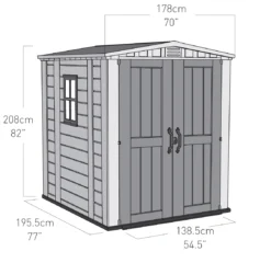 Keter Factor 6x6 Apex Beige Plastic Shed With Floor -Gardens and Outdoor keter factor 6x6 apex beige plastic shed with floor7290103664930 18bq