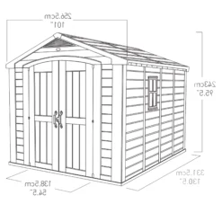 Keter Factor 8x11 Ft Apex Beige Plastic 2 Door Shed With Floor (Base Included) -Gardens and Outdoor keter factor 8x11 ft apex beige plastic 2 door shed with floor base included 7290103664961 01t bq