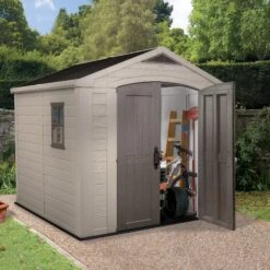 Keter Factor 8x8 Apex Beige Plastic Shed With Floor 20 Keter Factor 8x8 Apex Beige Plastic Shed With Floor -Gardens and Outdoor keter factor 8x8 apex beige plastic shed with floor7290103664954 02bq