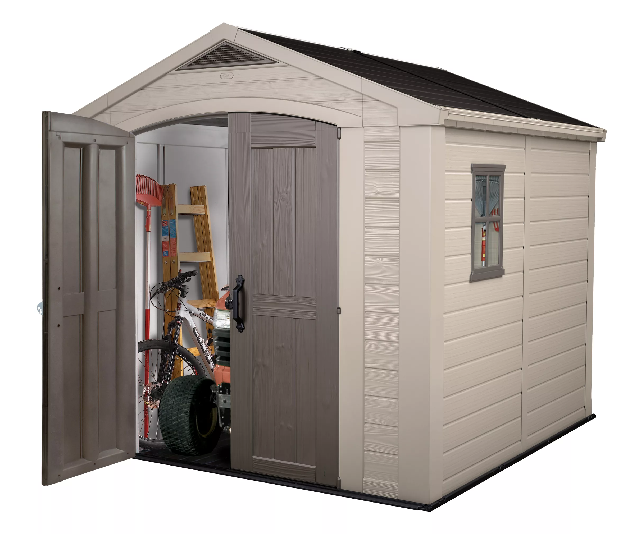 Keter Factor 8x8 Apex Beige Plastic Shed With Floor 13 Keter Factor 8x8 Apex Beige Plastic Shed With Floor - Image 11