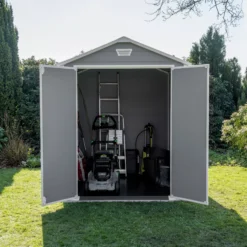 Keter Manor 8x6 Apex Grey Plastic Shed With Floor -Gardens and Outdoor keter manor 8x6 apex grey plastic shed with floor7290103660413 10i bq
