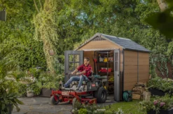 Keter Newton 7.5x9 Apex Tongue & Groove Plastic Shed With Floor -Gardens and Outdoor keter newton 7 5x9 apex tongue groove plastic shed with floor7290112631671 02i bq