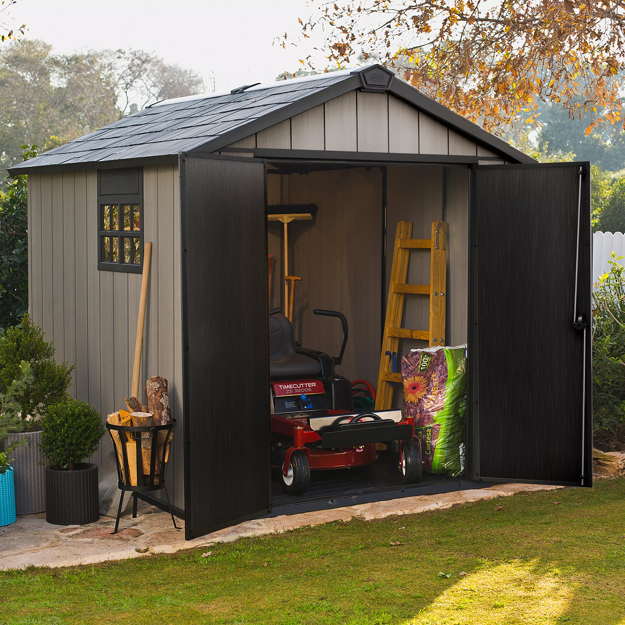 Keter Oakland 7.5x9 Apex Grey Plastic Shed With Floor 3 Keter Oakland 7.5x9 Apex Grey Plastic Shed With Floor