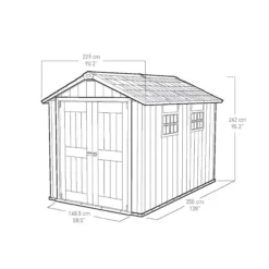Keter Oakland Apex Anthracite Grey Plastic 2 Door 2 Windows Shed With Floor -Gardens and Outdoor keter oakland apex anthracite grey plastic 2 door 2 windows shed with floor7290106928459 01t bq