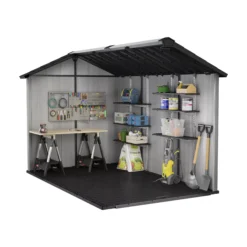 Keter Oakland Apex Anthracite Grey Plastic 2 Door 2 Windows Shed With Floor -Gardens and Outdoor keter oakland apex anthracite grey plastic 2 door 2 windows shed with floor7290106928459 04t bq