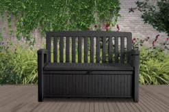 Keter Patio Wood Effect Garden Storage Bench Box - Partial Assembly Required 227L -Gardens and Outdoor keter patio wood effect garden storage bench box partial assembly required 227l7290112634825 01i bq