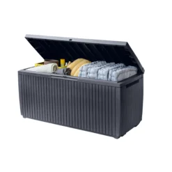 Keter Springwood Plastic Garden Storage Box -Gardens and Outdoor keter springwood plastic garden storage box7290106930292 04c bq