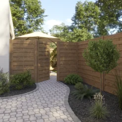 Klikstrom Tiama Pine Horizontal Slats Gate, (H)1.8m (W)0.9m -Gardens and Outdoor klikstrom tiama pine horizontal slats gate h 1 8m w 0 9m5059340668338 01i