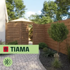 Klikstrom Tiama Pine Horizontal Slats Gate, (H)1.8m (W)0.9m -Gardens and Outdoor klikstrom tiama pine horizontal slats gate h 1 8m w 0 9m5059340668338 41i