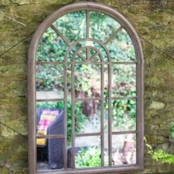 La Hacienda Aston & Wold Antique White Arch Framed Garden Mirror 970mm X 670mm -Gardens and Outdoor la hacienda aston wold antique white arch framed garden mirror 970mm x 670mm5055025558901 03i bq