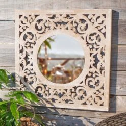 La Hacienda Aston & Wold Antique White Square Framed Garden Mirror 600mm X 600mm -Gardens and Outdoor la hacienda aston wold antique white square framed garden mirror 600mm x 600mm5055025558925 02i bq