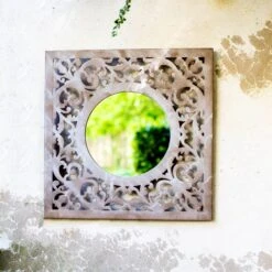La Hacienda Aston & Wold Antique White Square Framed Garden Mirror 600mm X 600mm -Gardens and Outdoor la hacienda aston wold antique white square framed garden mirror 600mm x 600mm5055025558925 05i bq