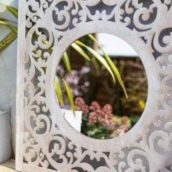 La Hacienda Aston & Wold Antique White Square Framed Garden Mirror 600mm X 600mm -Gardens and Outdoor la hacienda aston wold antique white square framed garden mirror 600mm x 600mm5055025558925 06i bq