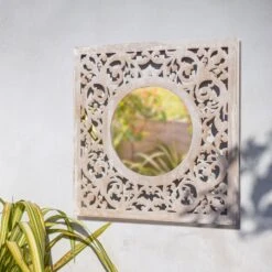 La Hacienda Aston & Wold Antique White Square Framed Garden Mirror 600mm X 600mm -Gardens and Outdoor la hacienda aston wold antique white square framed garden mirror 600mm x 600mm5055025558925 07i bq
