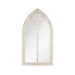 La Hacienda Aston & Wold Church Window Antique White Arch Framed Garden Mirror 1050mm X 560mm